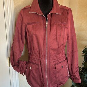 White House Black Market Burgundy Utility Jacket - Size 10